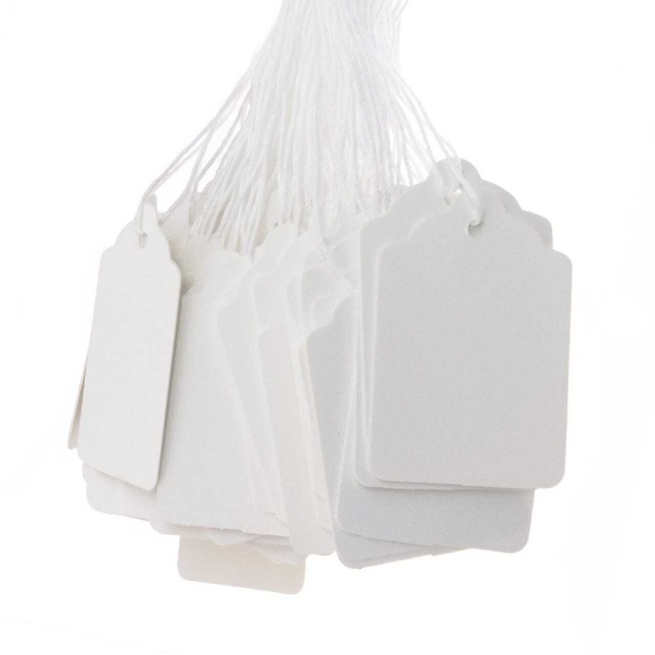 1-7/8 White Paper Crown String Product Pricing Tags (Package of 100)